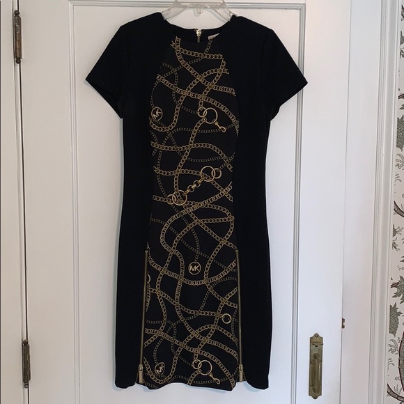 Michael Kors gold chain/zipper dress size 0 - Picture 1 of 4